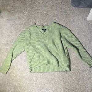 Forever 21 Light Green V-Neck Sweater